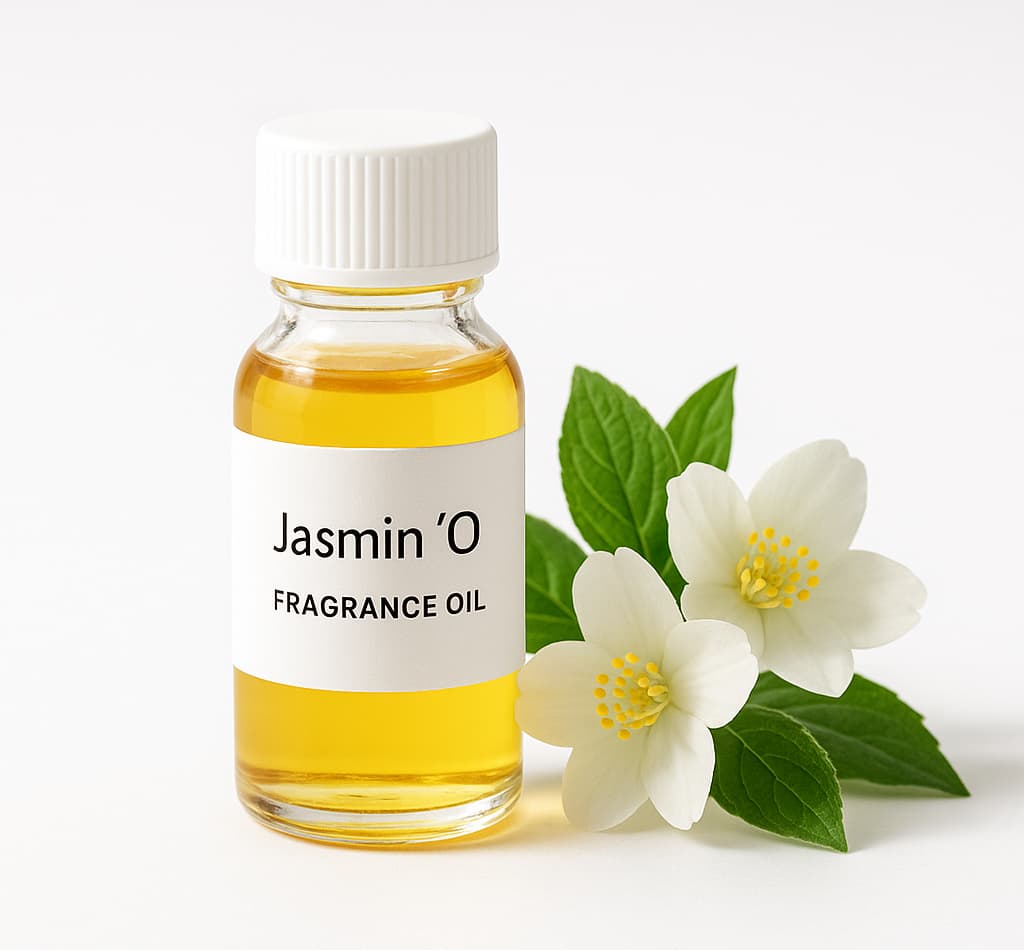 Jasmin O Fragrance Oil – Clean Bottle with Golden-Yellow Liquid, Cosmeti Hub
