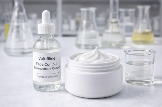 Volufiline face contour cream formulation showing cosmetic lab preparation